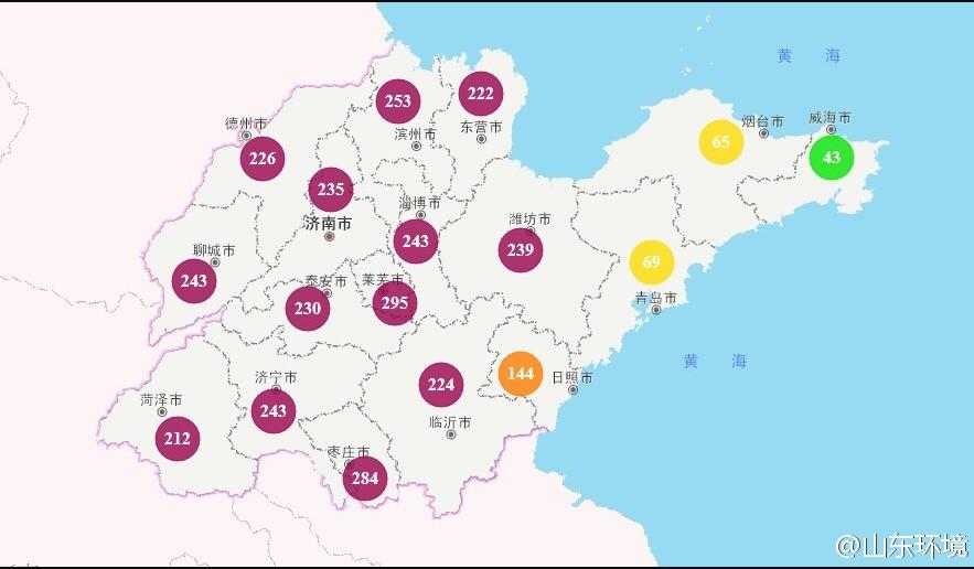 山東省十七市環境空氣AQI指數