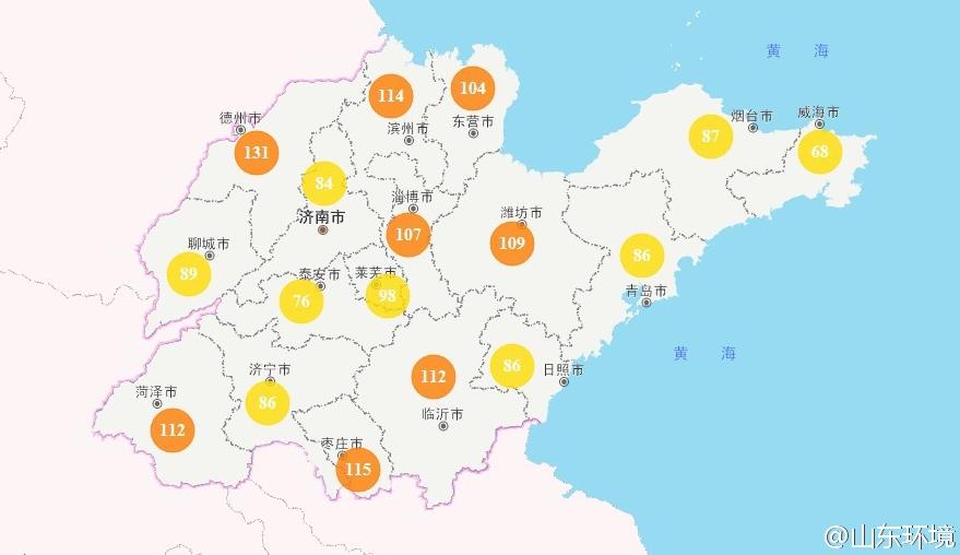 山東省十七市環境空氣AQI指數