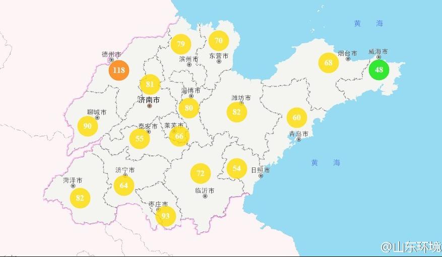 山東省十七市環境空氣AQI指數