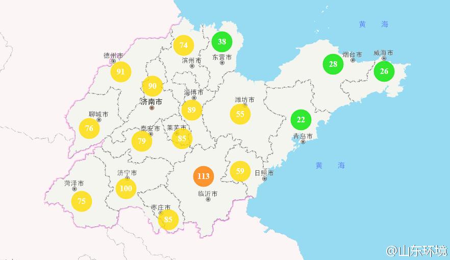 山東省十七市環(huán)境空氣AQI指數(shù)