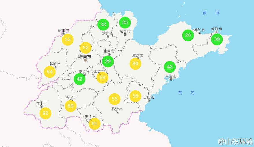 山東省十七市環(huán)境空氣AQI指數(shù)