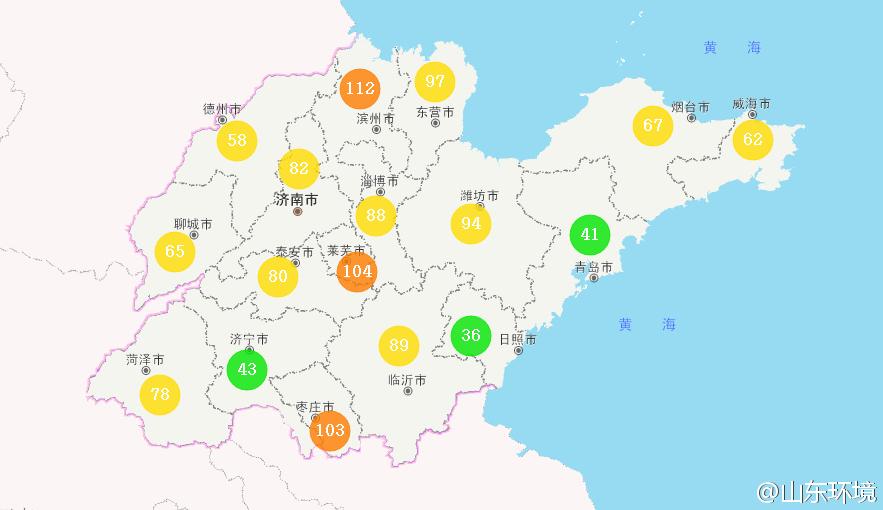山東省十七市環(huán)境空氣AQI指數(shù)
