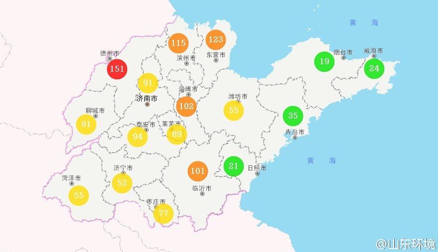 山東省十七市環境空氣AQI指數