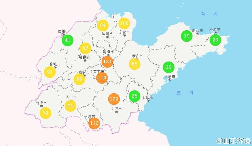 山東省十七市環境空氣AQI指數